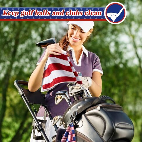 4 Pieces American Flag Pattern Golf Towels for Golf Bags Red White Blue Golf Ball Towel for Men Women Microfiber Waffle Texture Absorbent Golf Towels for 4th July Independence Memorial Day in Saudi Arabia