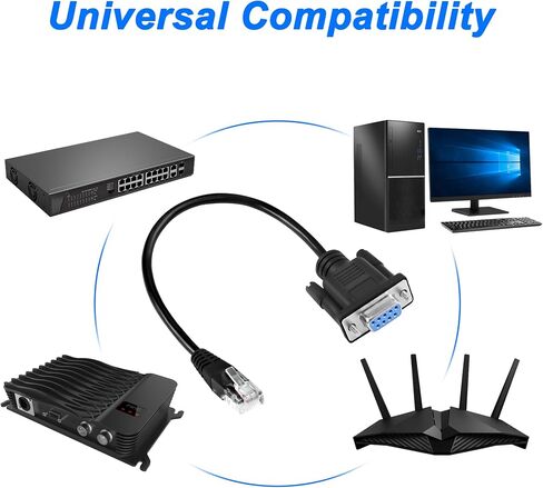 كابل وحدة التحكم MEIRIYFA DB9 9PIN إلى RJ45، كابل وحدة تحكم RJ45 ذكر إلى DB9 9-Pin أنثى RS232 منفذ تسلسلي Cat5 Ethernet LAN لأجهزة التوجيه والمفاتيح - 28 سم in Saudi Arabia