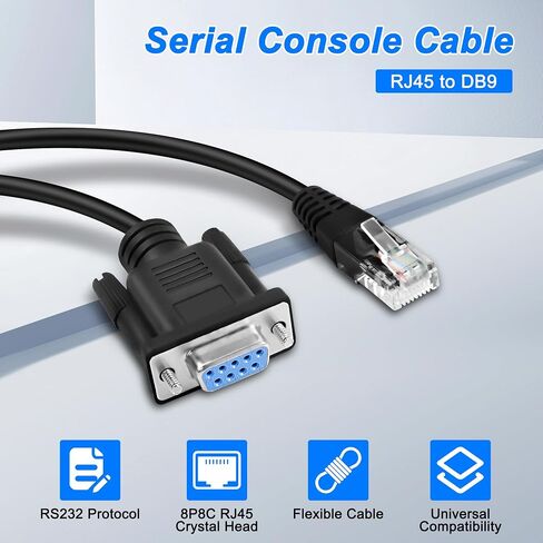 كابل وحدة التحكم MEIRIYFA DB9 9PIN إلى RJ45، كابل وحدة تحكم RJ45 ذكر إلى DB9 9-Pin أنثى RS232 منفذ تسلسلي Cat5 Ethernet LAN لأجهزة التوجيه والمفاتيح - 28 سم in Saudi Arabia