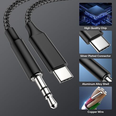 USB C to 3.5mm Jack Cable 1.2m, Aux Cable Type C 3.5mm Stereo Car Audio Adapter for Samsung Galaxy S22/S21/S20+/Note 20/10, Huawei P40/P30 Pro, Xiaomi 10 Pro/9/8 in Saudi Arabia