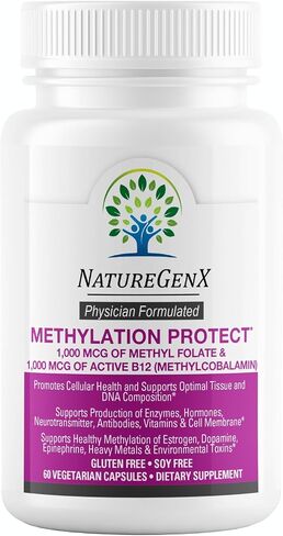 Methylation Protect - Methyl B12 with Methylfolate for MTHFR Support Supplement, Natural Cherry Methylated Vitamins B-12 Plus 5-mthf, Gluten-Free(60 Tablet) in Saudi Arabia