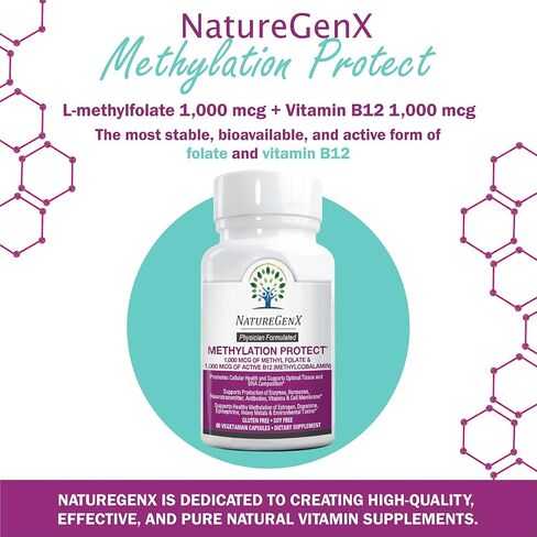 Methylation Protect - Methyl B12 with Methylfolate for MTHFR Support Supplement, Natural Cherry Methylated Vitamins B-12 Plus 5-mthf, Gluten-Free(60 Tablet) in Saudi Arabia