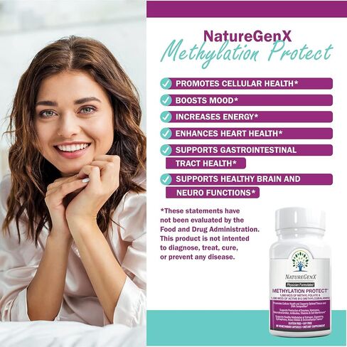 Methylation Protect - Methyl B12 with Methylfolate for MTHFR Support Supplement, Natural Cherry Methylated Vitamins B-12 Plus 5-mthf, Gluten-Free(60 Tablet) in Saudi Arabia