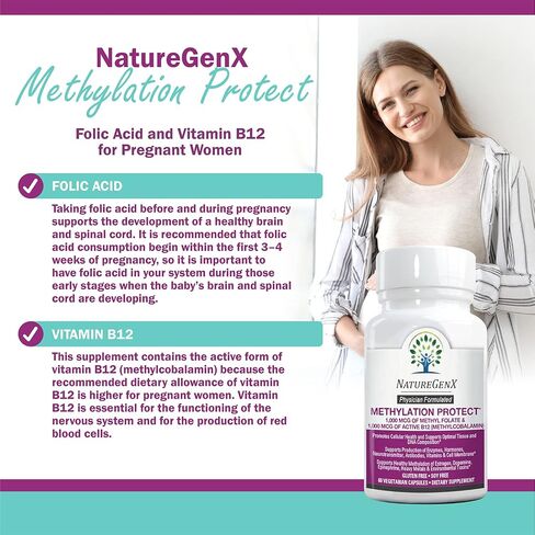 Methylation Protect - Methyl B12 with Methylfolate for MTHFR Support Supplement, Natural Cherry Methylated Vitamins B-12 Plus 5-mthf, Gluten-Free(60 Tablet) in Saudi Arabia