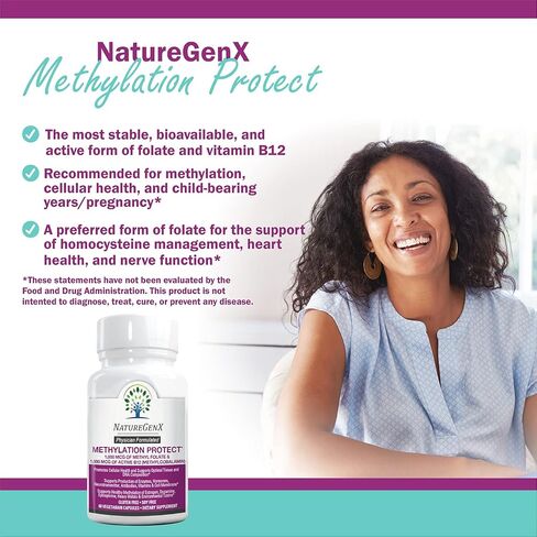 Methylation Protect - Methyl B12 with Methylfolate for MTHFR Support Supplement, Natural Cherry Methylated Vitamins B-12 Plus 5-mthf, Gluten-Free(60 Tablet) in Saudi Arabia