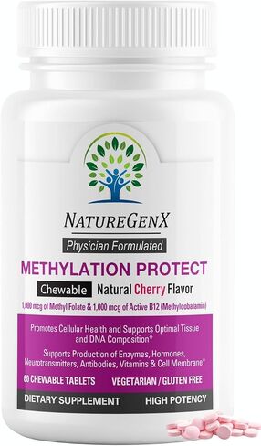 Methylation Protect - Methyl B12 with Methylfolate for MTHFR Support Supplement, Natural Cherry Methylated Vitamins B-12 Plus 5-mthf, Gluten-Free(60 Tablet) in Saudi Arabia