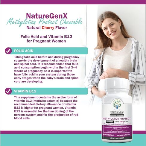 Methylation Protect - Methyl B12 with Methylfolate for MTHFR Support Supplement, Natural Cherry Methylated Vitamins B-12 Plus 5-mthf, Gluten-Free(60 Tablet) in Saudi Arabia