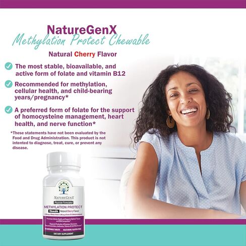 Methylation Protect - Methyl B12 with Methylfolate for MTHFR Support Supplement, Natural Cherry Methylated Vitamins B-12 Plus 5-mthf, Gluten-Free(60 Tablet) in Saudi Arabia