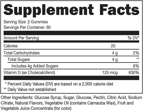 باكد أب فيتامين د3 125 ميكروجرام، 120 علكة - الأساسيات in Kuwait