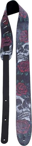 Perri's Leathers Ltd. - Guitar Strap - Direct To Leather - Skull and Rose - Adjustable - For Acoustic/Bass/Electric Guitars - Made in Canada (P25DTL-11039) in Saudi Arabia