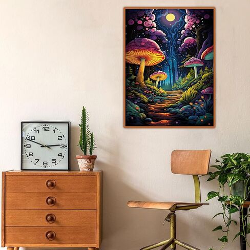 Mushroom Diamond Painting Kits for Adults-Moon Diamond Diamond Art Kits for Adult-Landscape Gem Art Kits for Home Wall Decor(12x16inch) in Saudi Arabia