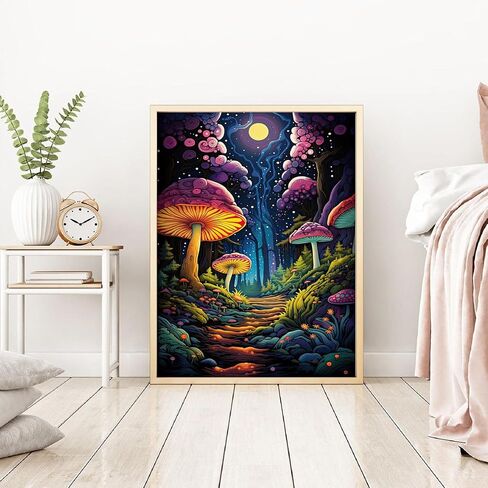 Mushroom Diamond Painting Kits for Adults-Moon Diamond Diamond Art Kits for Adult-Landscape Gem Art Kits for Home Wall Decor(12x16inch) in Saudi Arabia