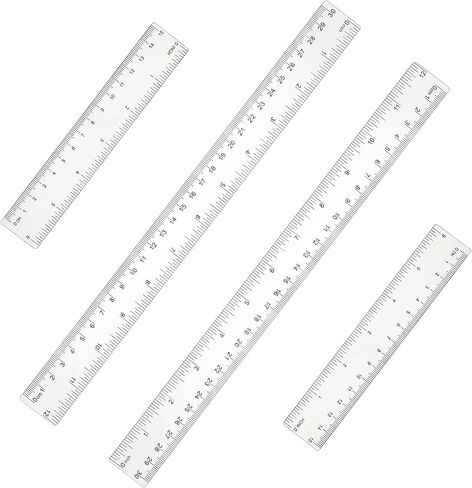 4Pcs Clear Ruler Plastic Ruler 6Inch 12Inch Transparent Straight Ruler Plastic Measuring Tool for Students in School Offices (15CM+ 30CM) in Saudi Arabia