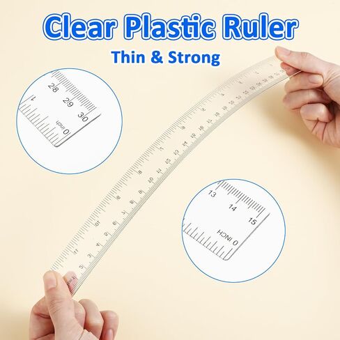 4Pcs Clear Ruler Plastic Ruler 6Inch 12Inch Transparent Straight Ruler Plastic Measuring Tool for Students in School Offices (15CM+ 30CM) in Saudi Arabia