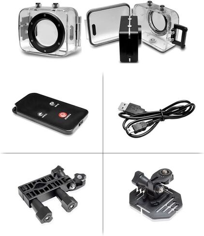 Sound Around Gear Pro Sports Action Camera - HD 1080P Mini Camcorder w/ 12 MP Cam, 2.4" Touch Screen USB SD Card HDMI, Battery - Waterproof Case, USB Cable, Wireless Remote Control, Mount - Pyle in Saudi Arabia