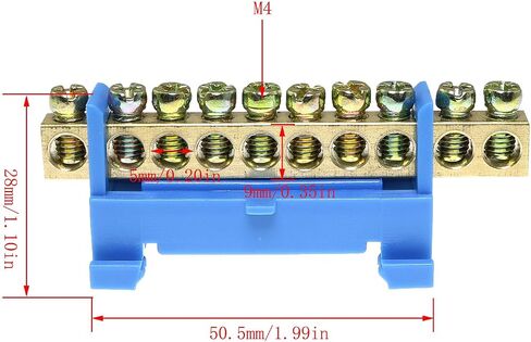2pcs Terminal Bus Bar 10 Positions Terminal Block Brass Wire Screw Terminal Grounding Strip Bus Bar Block in Saudi Arabia