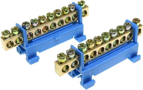2pcs Terminal Bus Bar 10 Positions Terminal Block Brass Wire Screw Terminal Grounding Strip Bus Bar Block in Saudi Arabia