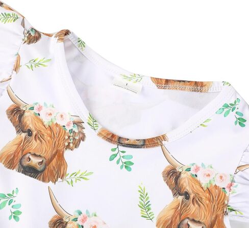 Toddler Girls Casual Dress Farm Animal Horse Print Dresses Flutter Sleeve Clothes 2-8Y in Saudi Arabia