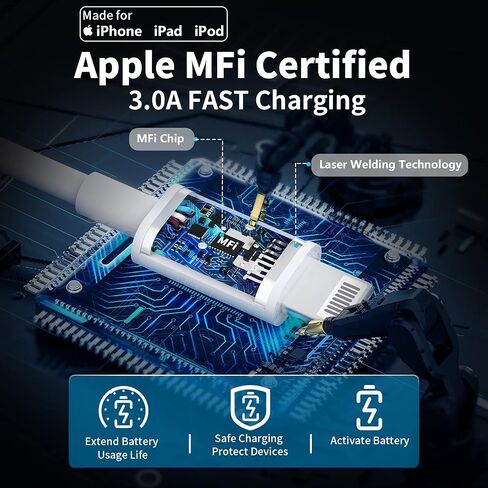 [Apple MFi Certified] iPhone 14 13 Fast Charger, DESOFICON 3Pack 20W USB-C Power Delivery Wall Charger with 6FT Type-C to Lightning Quick Charging Cord Compatible for iPhone 14 13 12 11 Pro/XS/XR/iPad in Saudi Arabia