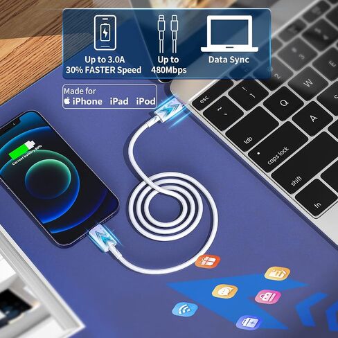 [Apple MFi Certified] iPhone 14 13 Fast Charger, DESOFICON 3Pack 20W USB-C Power Delivery Wall Charger with 6FT Type-C to Lightning Quick Charging Cord Compatible for iPhone 14 13 12 11 Pro/XS/XR/iPad in Saudi Arabia
