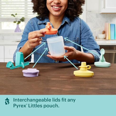 Pyrex Littles (6-PC) Silicone Baby Toddler Feeding Set, 5 OZ Pouches and Lids For Food & Beverage, Airtight Leak-Proof, BPA Free Non-Breakable Dishwasher Safe, Ages 6 Months + in Saudi Arabia