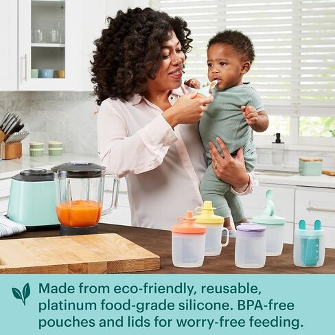 Pyrex Littles (6-PC) Silicone Baby Toddler Feeding Set, 5 OZ Pouches and Lids For Food & Beverage, Airtight Leak-Proof, BPA Free Non-Breakable Dishwasher Safe, Ages 6 Months + in Saudi Arabia