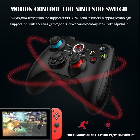 BEITONG Asura 2NS Switch Controller Wireless Pro Controller متوافق مع Switch / Switch Lite / Switch OLED، التحكم في الحركة 6 محاور والحساسية Adjsut / Turbo / الاهتزاز / لقطة الشاشة باللون الأسود in Kuwait