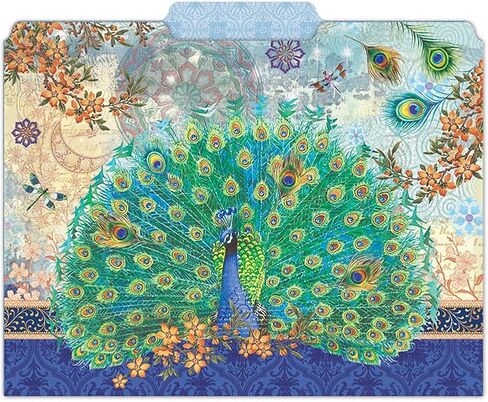 Punch Studio Decorative Royal Peacock Letter Size File Folders, Blue/Multicolor, 10 Count, by Luvial Designs in Kuwait