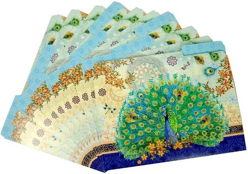 Punch Studio Decorative Royal Peacock Letter Size File Folders, Blue/Multicolor, 10 Count, by Luvial Designs in Kuwait