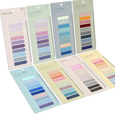 1600Pcs Morandi Sticky Tabs, 8 Sheets Colorful Book Tabs Transparent Sticky Note Tabs Index Tabs Book Tabs Page Tabs Sticky Flags Page Markers, File Index Tabs with Ruler in Kuwait