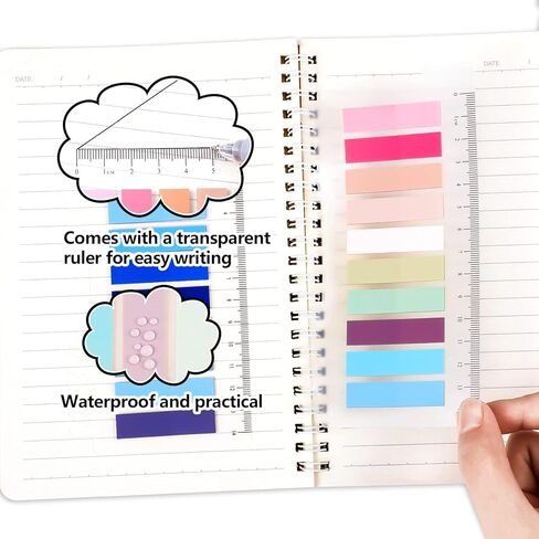 1600Pcs Morandi Sticky Tabs, 8 Sheets Colorful Book Tabs Transparent Sticky Note Tabs Index Tabs Book Tabs Page Tabs Sticky Flags Page Markers, File Index Tabs with Ruler in Kuwait