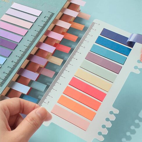 1600Pcs Morandi Sticky Tabs, 8 Sheets Colorful Book Tabs Transparent Sticky Note Tabs Index Tabs Book Tabs Page Tabs Sticky Flags Page Markers, File Index Tabs with Ruler in Kuwait