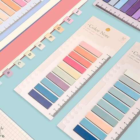 1600Pcs Morandi Sticky Tabs, 8 Sheets Colorful Book Tabs Transparent Sticky Note Tabs Index Tabs Book Tabs Page Tabs Sticky Flags Page Markers, File Index Tabs with Ruler in Kuwait