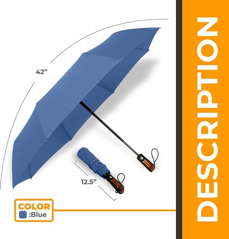 Windproof Teflon Coated Travel Umbrella - Auto Open/Close - Travel Stylish Lightweight Design for Women/Men in Saudi Arabia