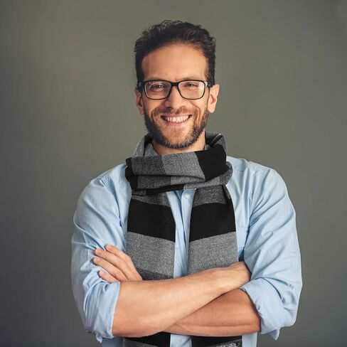إكسسوارات تنكرية للرجال وشاح شتوي محبوك باللونين الأسود والرمادي مخطط بحافة شرابة لوازم حفلات الهالوين التنكرية in Kuwait