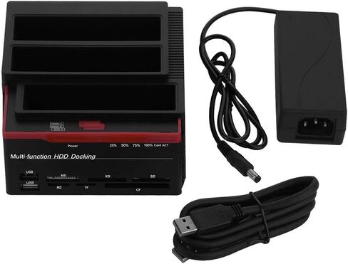 USB 3.0 to SATA Dual-Bay Hard Drive Docking Station, Dual-Bay SATA/IDE HDD Docking Station Offline Clone Reader Support 2.5 inch and 3.5 inch IDE Hard Drive(US) in Kuwait