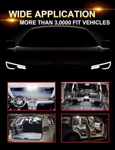 Panel Interior Dome LED Reading Lights For Car 5050 48SMD 6500K Cold White, DC 12V No Polarity Design With T10 / C5W Festoon Adapters (Pack of 4) in Saudi Arabia