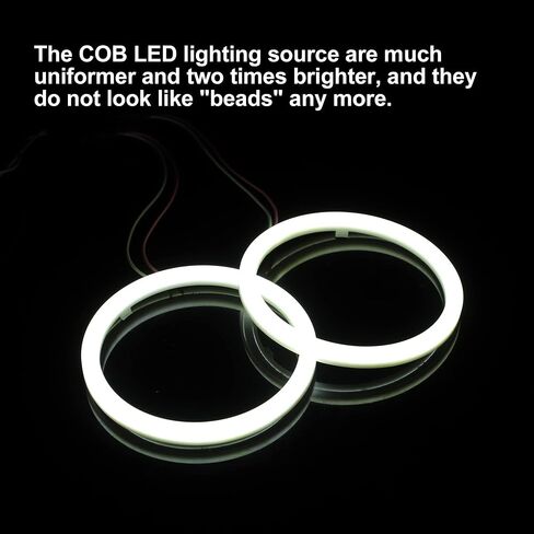 ACROPIX 110mm Car COB LED Angel Eyes Circle Ring Fog Light Headlight Lamps White - Pack of 2 in Saudi Arabia
