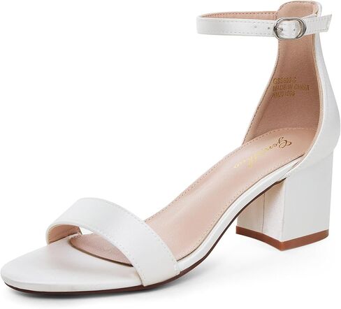 GENSHUO Women's Low Block Heel Sandals Strappy Open Toe Dress Heels Comfortable Sexy Cute Ankle Strap Wedding Party Prom Summer Heeled Shoes in Kuwait