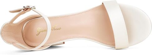 GENSHUO Women's Low Block Heel Sandals Strappy Open Toe Dress Heels Comfortable Sexy Cute Ankle Strap Wedding Party Prom Summer Heeled Shoes in Kuwait