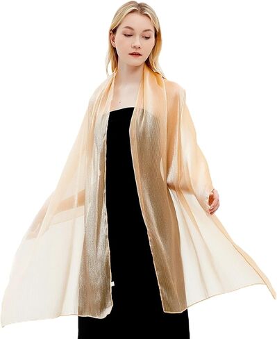 Gragengs Women Shawls and Wraps for Evening Dresses Lightweight Sheer Crepe Scarf Shimmer Wedding Party Stole in Saudi Arabia