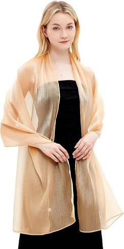 Gragengs Women Shawls and Wraps for Evening Dresses Lightweight Sheer Crepe Scarf Shimmer Wedding Party Stole in Saudi Arabia