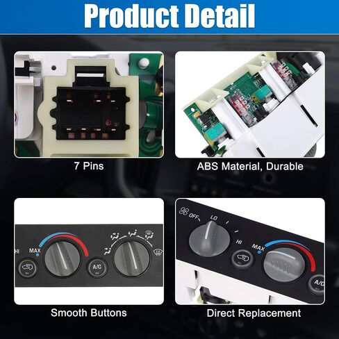 X AUTOHAUX HVAC A/C سخان لوحة التحكم في المناخ 9378815 لسيارة شيفروليه C1500 C2500 K2500 K3500 Tahoe 1996-2000 التحكم في السخان مع مزيل الضباب للنافذة الخلفية لـ GMC C2500 K1500 K3500 in Saudi Arabia