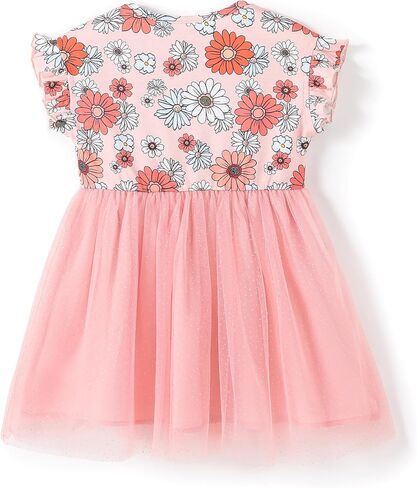 PATPAT Toddler Baby Girl's Floral Tulle Dresses Floral Ruffle Sleeve Fairy Poster Mesh Casual Dress 3 Months-6 Years in Saudi Arabia