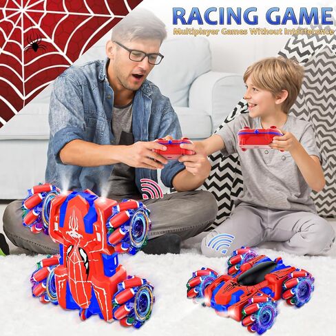 Spider Remote Control Car for Boys Double Sided RC Stunt Cars Toys 360°Rotating 4WD Off-Road RC Car with Cool Headlights 2.4Ghz Indoor/Outdoor Rechargeable Toy Car for 4-6 5-7 6-8 8-12 Boy Girl Gifts in Saudi Arabia