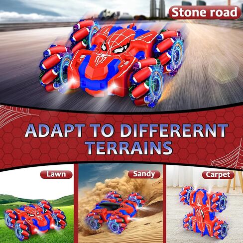 Spider Remote Control Car for Boys Double Sided RC Stunt Cars Toys 360°Rotating 4WD Off-Road RC Car with Cool Headlights 2.4Ghz Indoor/Outdoor Rechargeable Toy Car for 4-6 5-7 6-8 8-12 Boy Girl Gifts in Saudi Arabia