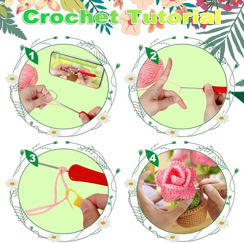 مجموعة الكروشيه للمبتدئين - 6 قطع من النباتات المحفوظة بوعاء، مجموعة المبتدئين من الكروشيه للمبتدئين البالغين والأطفال مع تعليمات خطوة بخطوة ودروس فيديو - هدية عيد ميلاد للأولاد والبنات in Kuwait