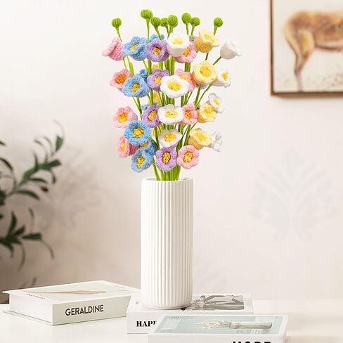 Emivery Knitted Flowers, 6PCS Crochet Flower Bouquet Multicolor Crochet Lily of The Valley Flowers Faux Flower Arrangement Home Table Decor Crochet Flowers for Gift in Saudi Arabia