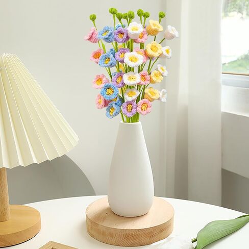 Emivery Knitted Flowers, 6PCS Crochet Flower Bouquet Multicolor Crochet Lily of The Valley Flowers Faux Flower Arrangement Home Table Decor Crochet Flowers for Gift in Saudi Arabia