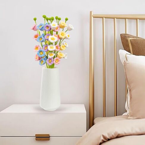 Emivery Knitted Flowers, 6PCS Crochet Flower Bouquet Multicolor Crochet Lily of The Valley Flowers Faux Flower Arrangement Home Table Decor Crochet Flowers for Gift in Saudi Arabia